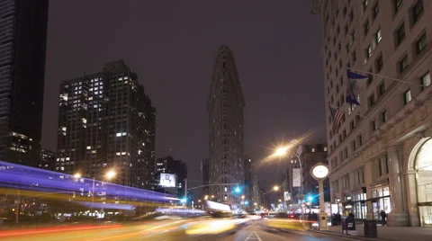Time Lapse Zoom In Traffic Flatiron Building Nyc