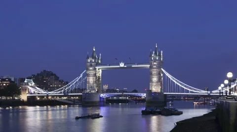 Time Lapse Medium Close Up Tower Bridge London Twilight