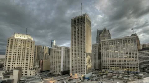 Detroit Downtown Sunset