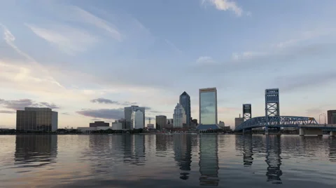 4K Time Lapse Zoom In Sunset Skyline Jacksonville Florida