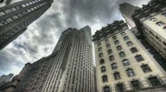 Hdr Timelapse Dark Clouds Above Skyscraper