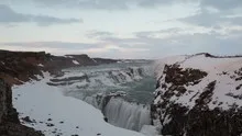 4K Time lapse zoom in Gullfoss waterfall