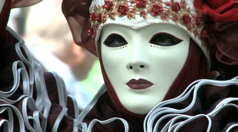 Disguised Couple In Venice On Carnival