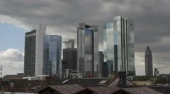 Time Lapse Tilt Close Up Dark Clouds Frankfurt Skyline