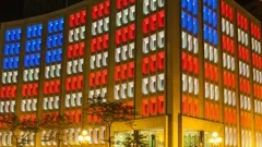 4K Timelapse Zoom Out Indianapolis American Flag