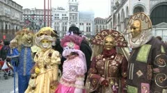 Disguised Group In Venice On Carnival