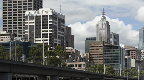 Time Lapse Close Up Pan And Tilt Shot Melbourne Downtown