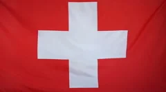 Slowmotion Real Textile Flag Of Switzerland