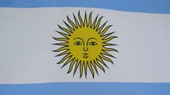 Argentina Flag Real Fabric Close Up 4K