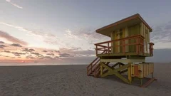 4K Time Lapse Wide Angle Miami Beach Rescue Hut