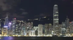 Time Lapse Close Up Hong Kong Skyline At Nighttime