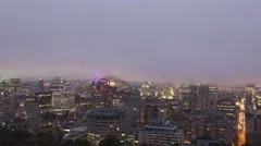 4K Time Lapse Zoom Out Montreal Foggy Sunrise