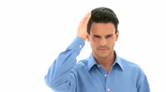 Attractive Man Runs Hand Through Hair