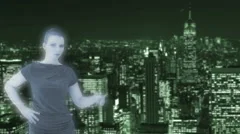 Hologram Woman Pointing At Copyspace