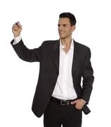 Man Is Holding Pen In His Hand