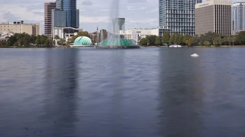 4K Time Lapse Tilt Shot Orlando Skyline From Lake Eola
