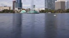 4K Time Lapse Tilt Shot Orlando Skyline From Lake Eola
