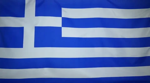 Greece Flag Real Fabric Close Up 4K