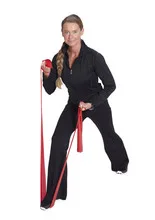 Woman weightlifting fitness expander
