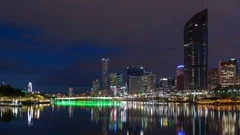 Sunrise 4K Timelapse Brisbane Skyline Zoom Out (Editorial)