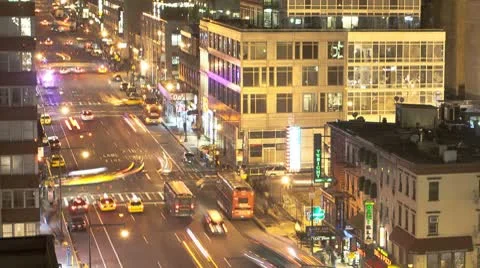 Timelapse Traffic At Night On 8Th Ave