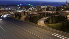 4K Time Lapse Zoom Out Traffic Seattle Skyline