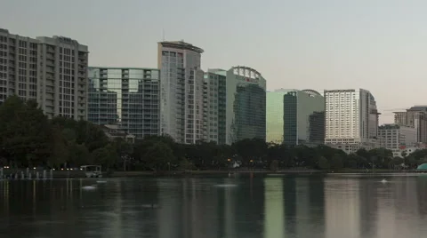 Time Lapse Close Up Pan Shot Orlando Skyline Sunrise