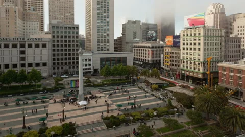 4K Timelapse Union Square San Francisco Zoom Out