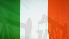 Republic Of Ireland Flag Slow Motion Oil Production Concept