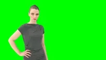 Woman with greenscreen and alpha matte