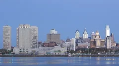 4K Time Lapse Zoom Out Philadelphia Skyline At Dawn