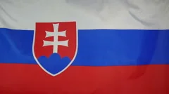 Slowmotion Real Textile Flag Of Slovakia