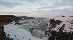 4K Time Lapse Zoom In Gullfoss Waterfall