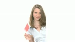 Woman Shows Polish Flag With Copyspace