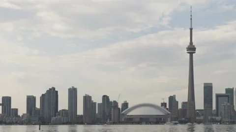 Time Lapse Close Up Pan Shot Toronto Skyline Daytime, Canada