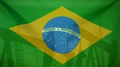 Brasil Flag Slow Motion Oil Production Concept