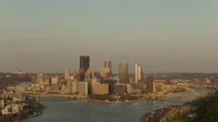 4K Time Lapse Zoom Out Sunny Pittsburgh Skyline