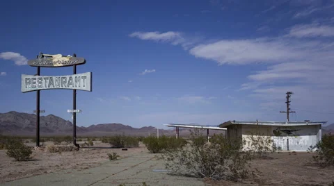 4K Time Lapse Close Up Historic Diner Ruin