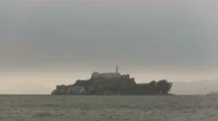 4K Time Lapse Zoom In Alcatraz Island In Fog