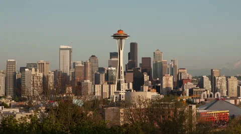 4K Timelapse Seattle Evening Pan Shot