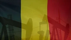 Belgium Flag Slow Motion Oil Production Concept