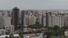time lape extreme close up pan shot aerial view Curitiba Skyline