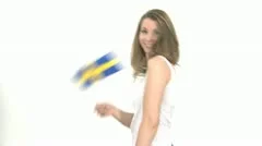 Woman Dances With Swedish Flag