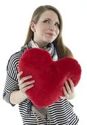 Woman With Heart Pillow