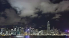 4K Time Lapse Zoom Out Hong Kong Skyline At Nighttime