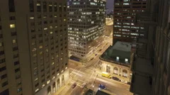 4K Time Lapse Aerial Traffic Intersection At Night