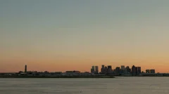 Time Lapse Boston Airport Skyline Sunset Wide