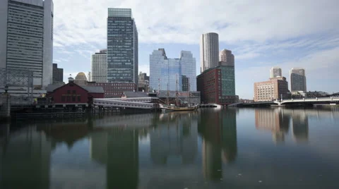 Time Lapse Tilt Shot Boston Waterfront