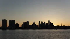 4K Time Lapse Zoom In Sunset Philadelphia Skyline