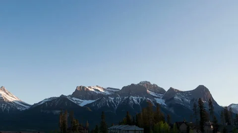 4K Time Lapse Pan Shot 3 Sisters Mountains Sunset Canmore